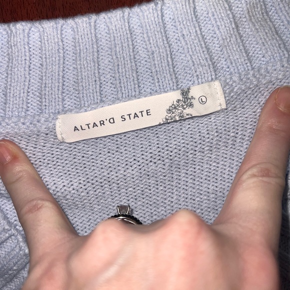Altar'd State V-Neck Sweater - Soft Blue - Picture 2 of 6
